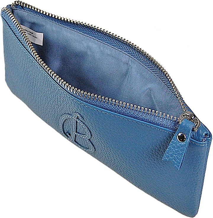 Kosmetiktasche Leder Kosmetiketui Schminktasche Stifteetui Make up Beauty Tasche GoBago (Blau), Blau