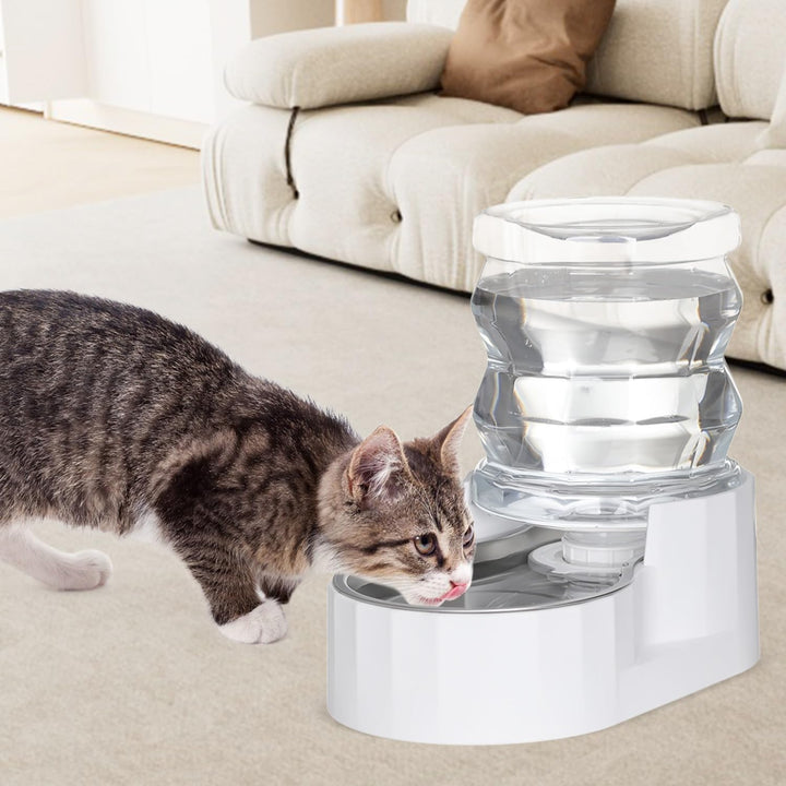 Sfozstra 【Automatischer Schwerkraftspender für Katzen】4L Weiss Edelstahl Wassernapf Feeder - Ideal f