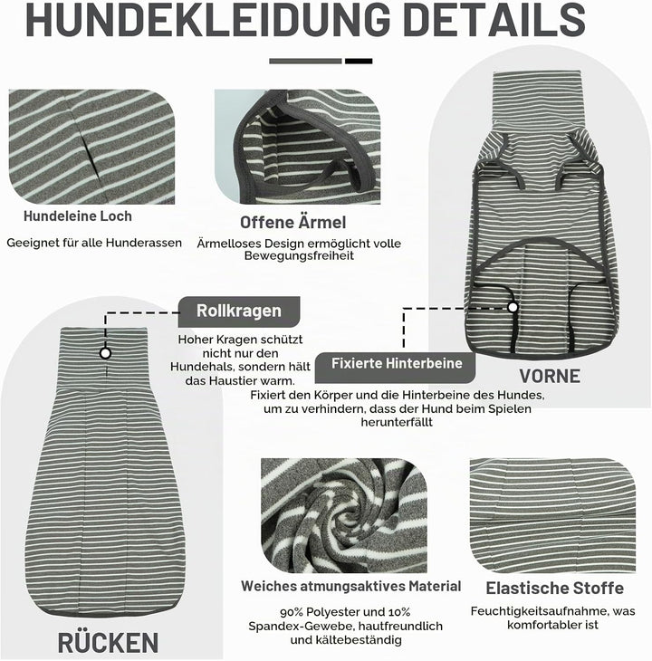 Hundepullover, Hundemantel Fleece, Pullover Hund, Hunde Pullover für kleine, mittelgrosse, grosse Hu