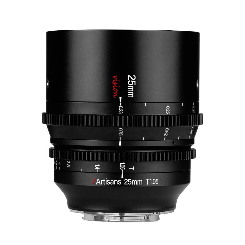 7artisans 25 mm T1.05 Cine Objektiv mit grosser Blende, manueller Fokus, geringe Verzerrung, Mini-Ki