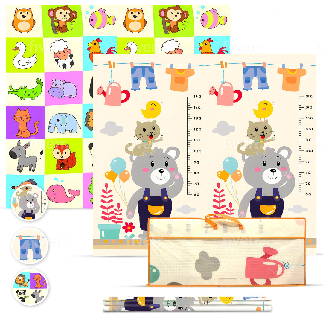 Gepolsterte faltbare Babyspielmatte 200x180x1 cm, doppelseitige XPE-Krabbelmatte, wasserdicht, ungif