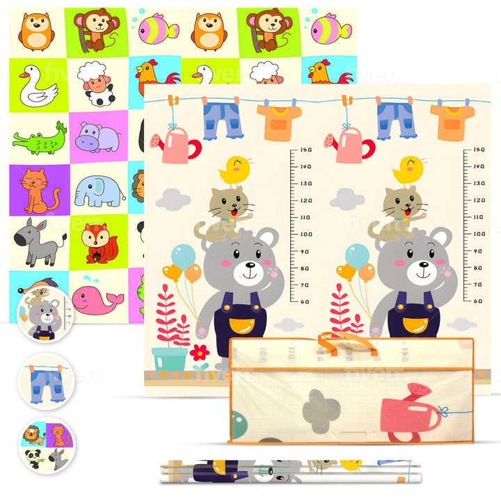 Gepolsterte faltbare Babyspielmatte 200x180x1 cm, doppelseitige XPE-Krabbelmatte, wasserdicht, ungif