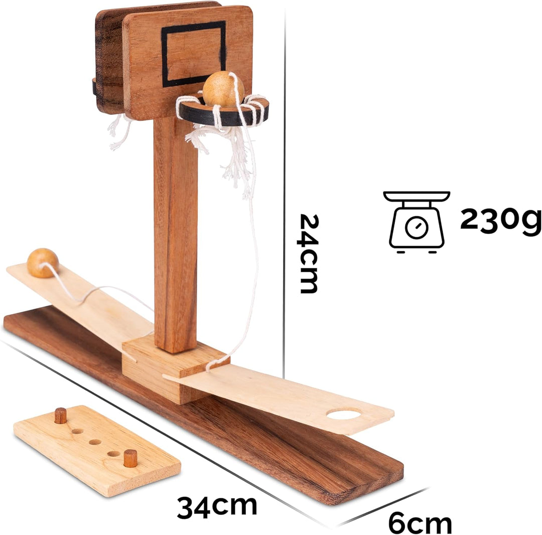 LOGOPLAY Basketball für 2 Spieler- Geschicklichkeitsspiel aus Holz - Montessori, 2 Spieler