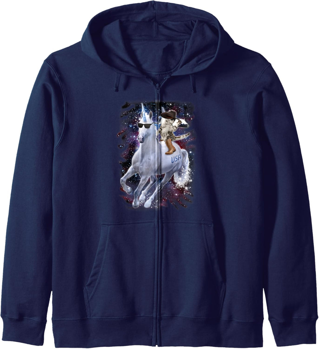 Space Unicorn Cowboy Cat Galaxy Rocket Funny Kapuzenjacke