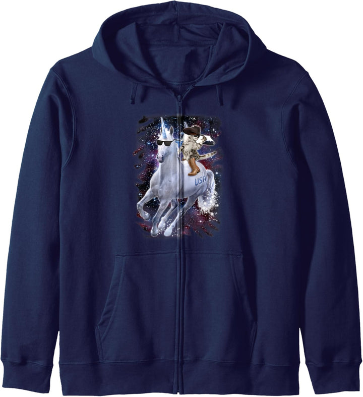 Space Unicorn Cowboy Cat Galaxy Rocket Funny Kapuzenjacke