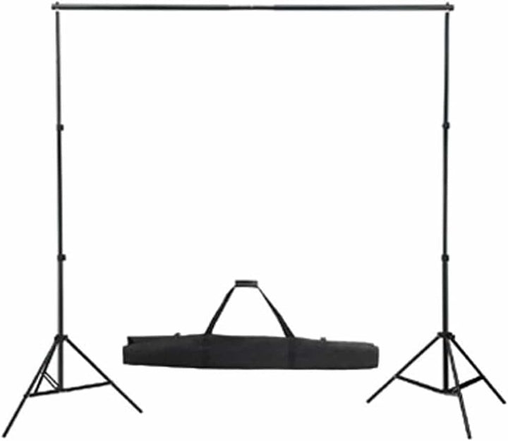Fotostudio-Set mit schwarzem Hintergrund 600x300 cm, 2 Tageslichtleuchten, Stative, Schirme, Beleuch