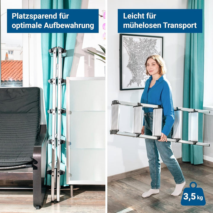 HOSTRÖM Trittleiter Klapptritt 5 Stufen HOMILIX, kleine klappbare Trittleiter, Aluminium, kompakt un