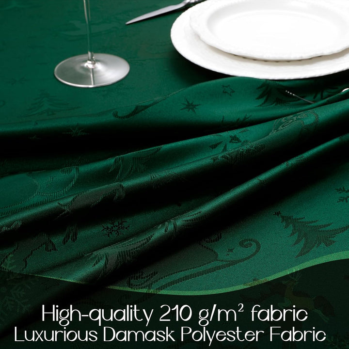 Romanstile Tischdecke Weihnachten 140x240 Grün abwaschbar & wasserabweisend Jacquard Rentier & Weihn