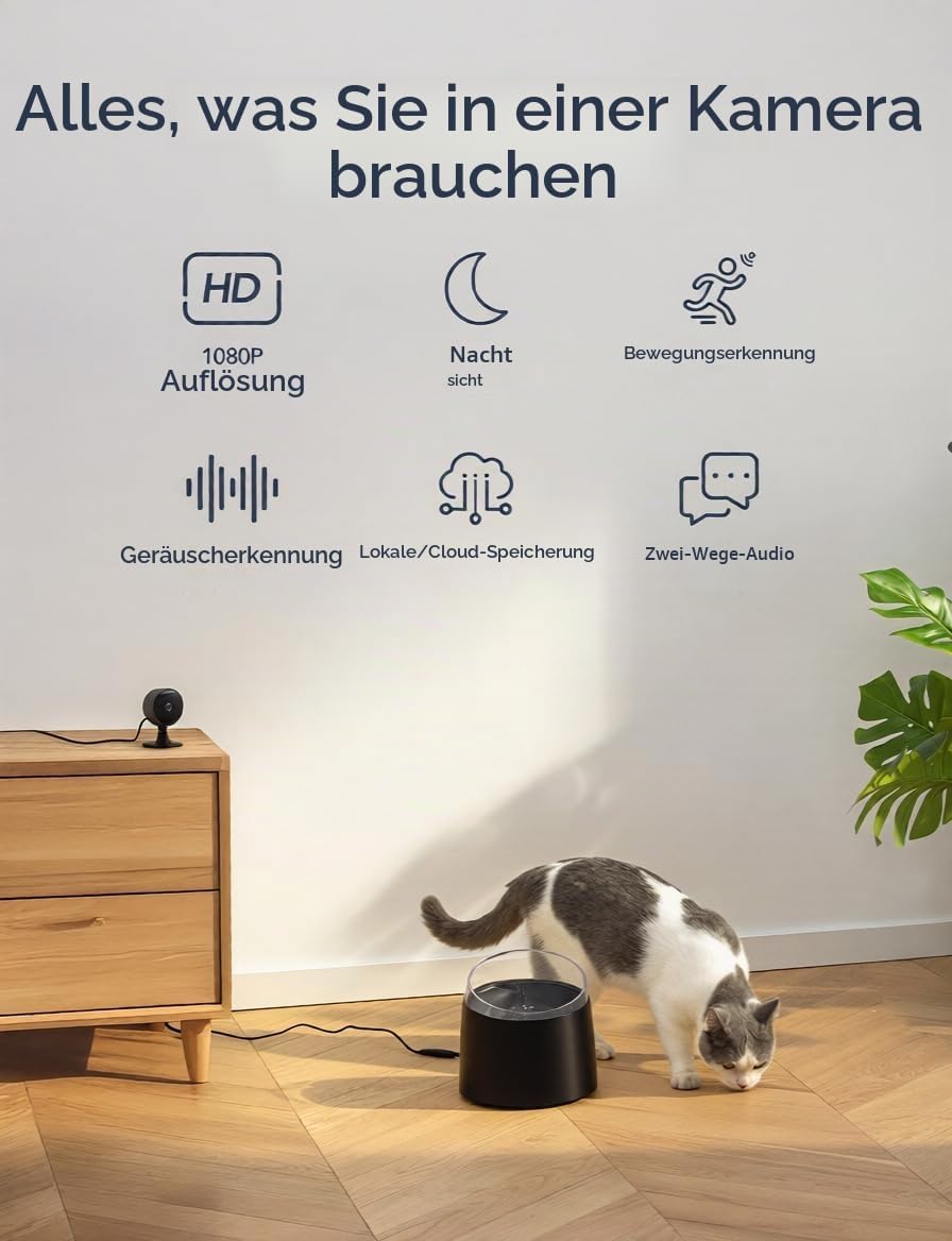 GNCC überwachungskamera Innen mit Nachtsicht, 1080P HD WLAN Indoor Kamera, PIR Bewegungserkennung, Z