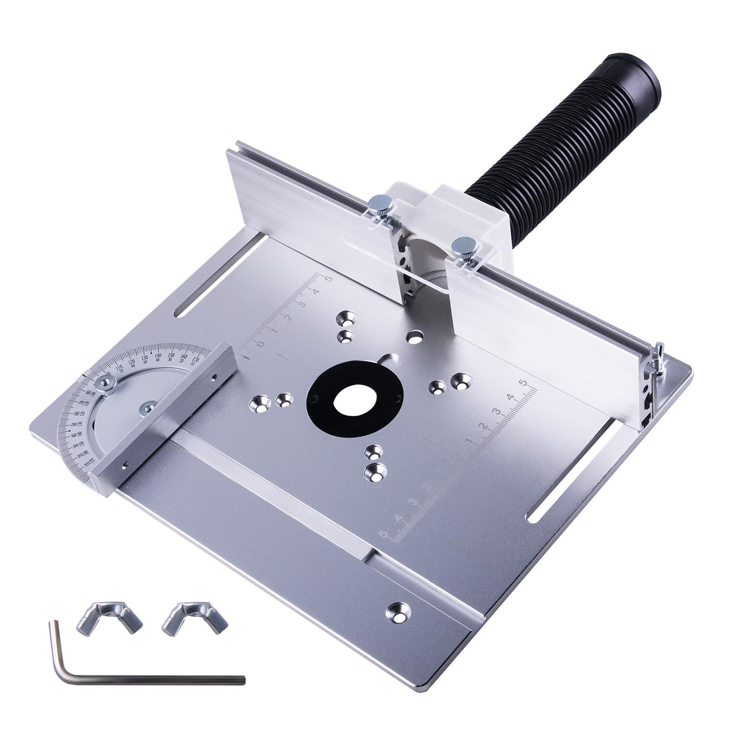 Set mit 3 Frästisch Einlegeplatten, Aluminium Frästisch für Oberfräse mit Halterung Fasenmoment, Tis