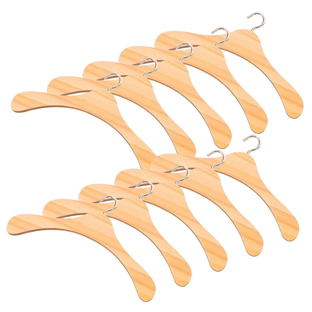 VICASKY 10 Stück Puppenkleiderbügel Puppen Kleiderbügel Mini Miniaturkleiderbügel 10 Stück Holzbügel