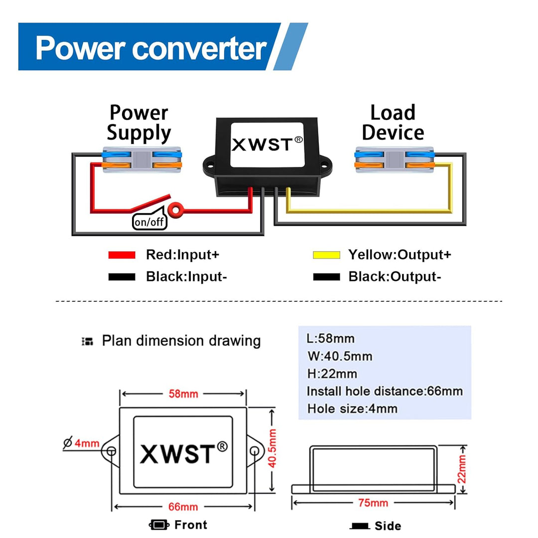 DC DC Wandler 12V auf 24V Spannungswandler 3A 72W mit Schnellverbinder Kabelverbinder, DC Step Up Ko