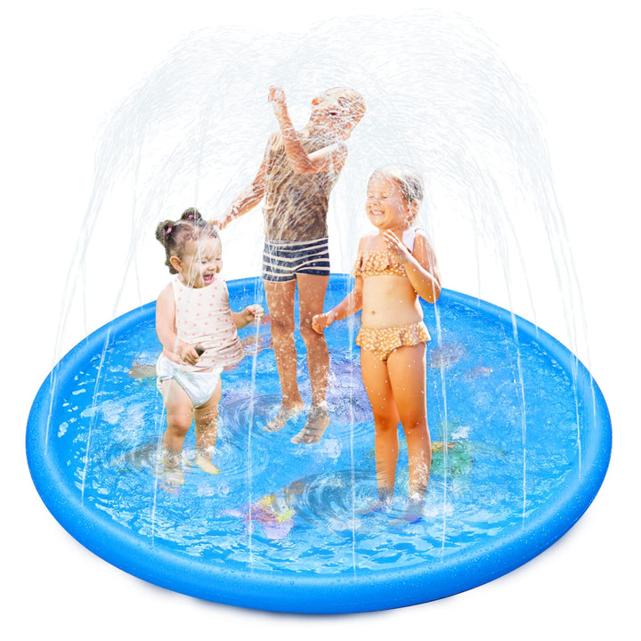Anpro 170CM Splash Pad, Sprinkler Wasser-Spielmatte Splash Play Matte mit 15 Anti-Rutsch-Streifen, S