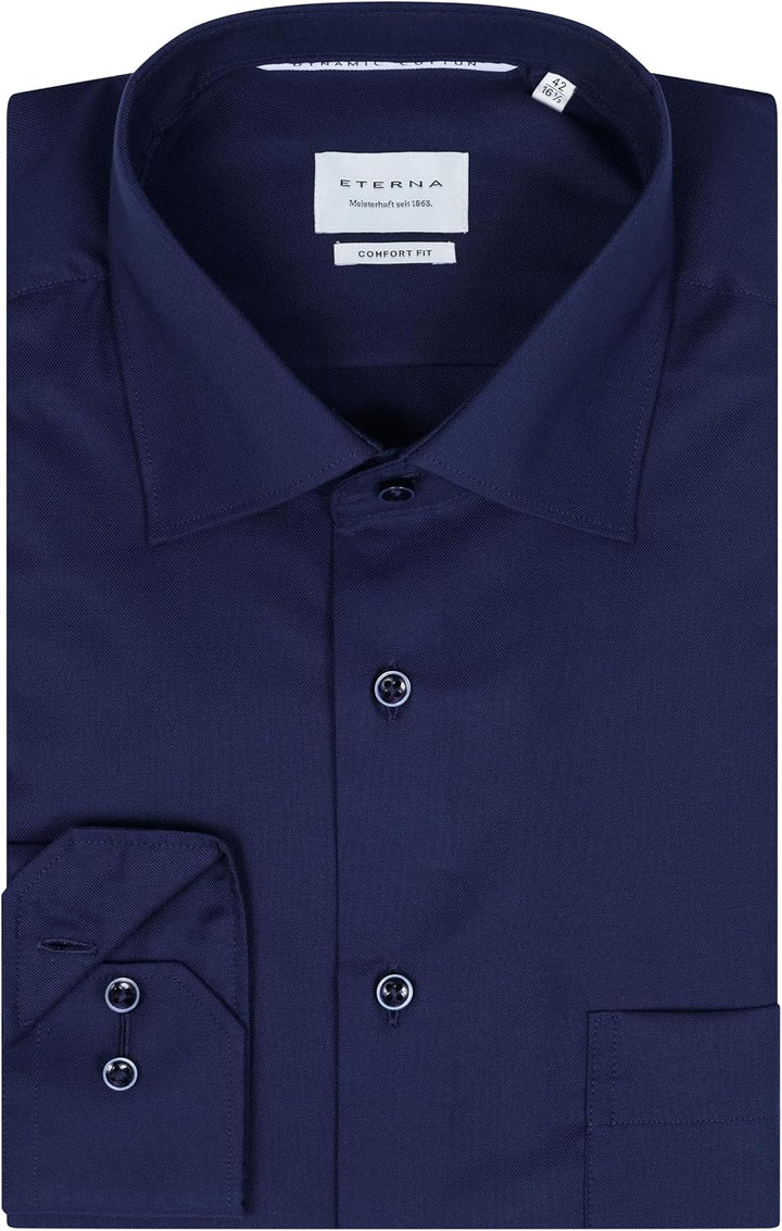 ETERNA Hemd Langarm | Comfort Fit | Bügelfrei, Knitterfrei | 100 % Baumwolle 41 Dunkelblau-(19), 41