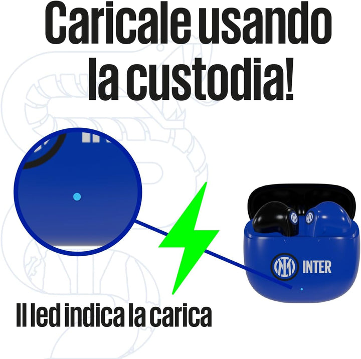Inter Techmade, kabellose In-Ear-Kopfhörer, mit Ladebox, Schwarz/Hellblau