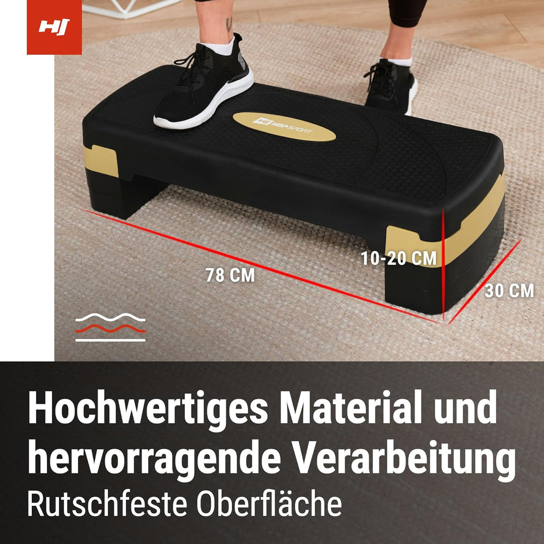 Hop-Sport Steppbrett HS-PP033AS für Zuhause - höhenverstellbarer Aerobic Stepper Fitness mit 3 Stufe