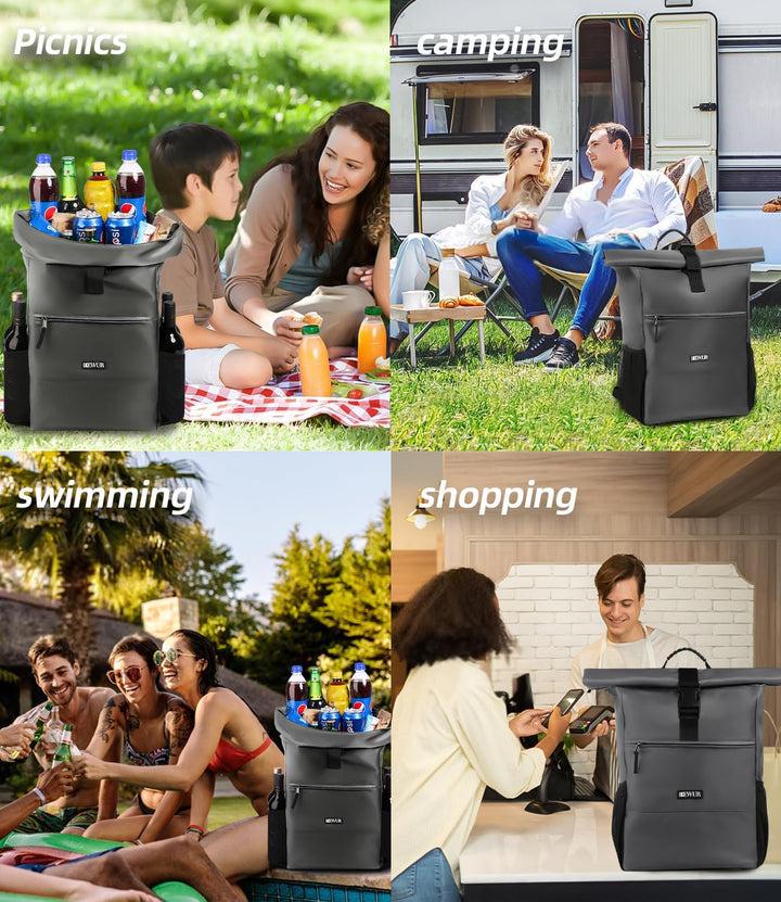 DEWUR 35L Thermo Rücksack Kühlrücksack Kühltasche Wasserdichter Picknickrücksack mit Flaschenöffner