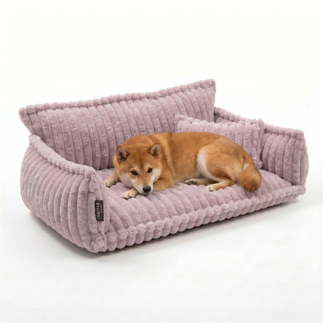 Hundesofa Chaffar Hundebett | Orthopädische Matratze | Moderner Stil | Cord-Design Grössen (Zartrosa