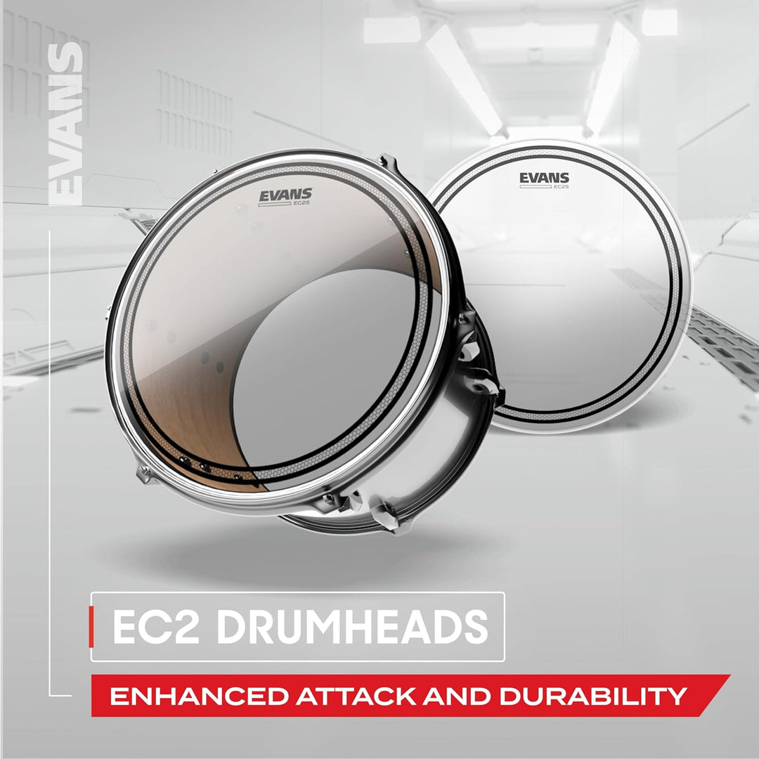 Evans EC2S Clear Rock Pack 25,4 cm, 30,5 cm, 40,6 cm, 35,6 cm HD Dry Snare Teig, Transparent