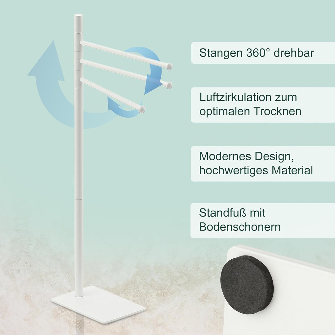 Relaxdays Handtuchständer, HxBxT: 83 x 33,5 x 14 cm, Edelstahl, 2 bewegliche Stangen, stehender Hand