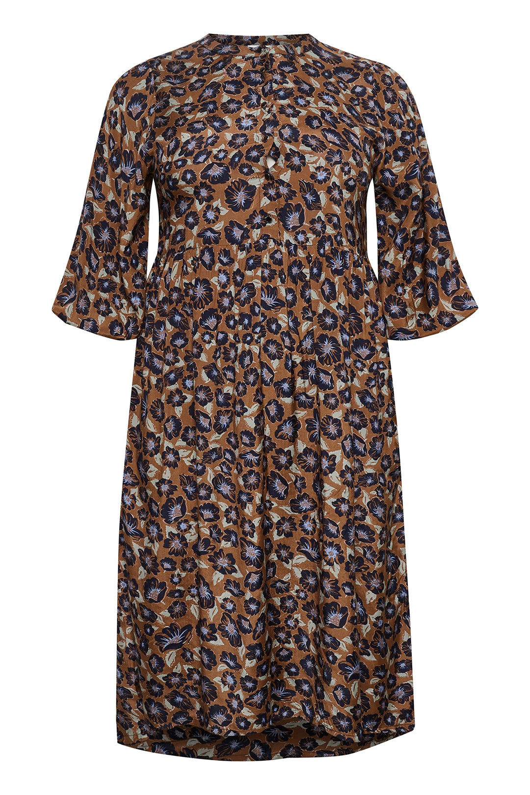 KAFFE CURVE Kleid Grosse Grössen Damen 3/4 Arm V-Ausschnitt Kleid Grosse Grössen Damen 3/4 Arm V-Aus