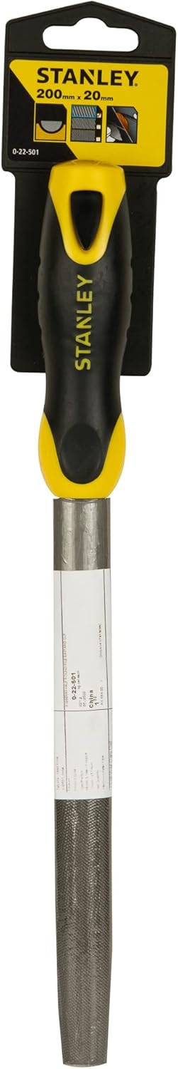Stanley Halbrundfeile, Hieb 1, 200mm Länge, Karbon-Stahl, ergonomischer Bi-Material Handgriff, Griff