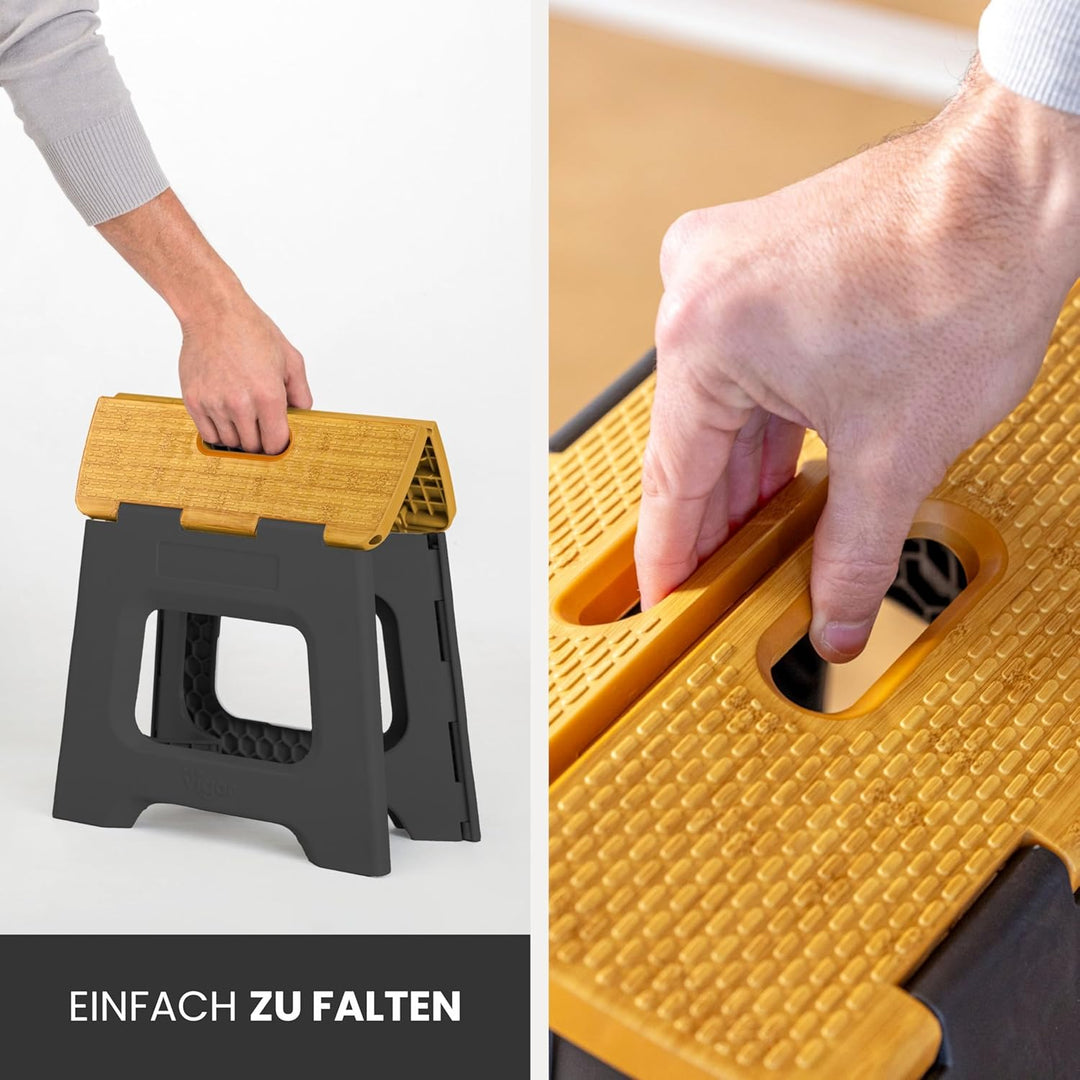 Vigar Kompakte Tritthocker Klappbar für Erwachsene, 27 cm, Klapphocker Faltbar 150 kg rutschfest, Le