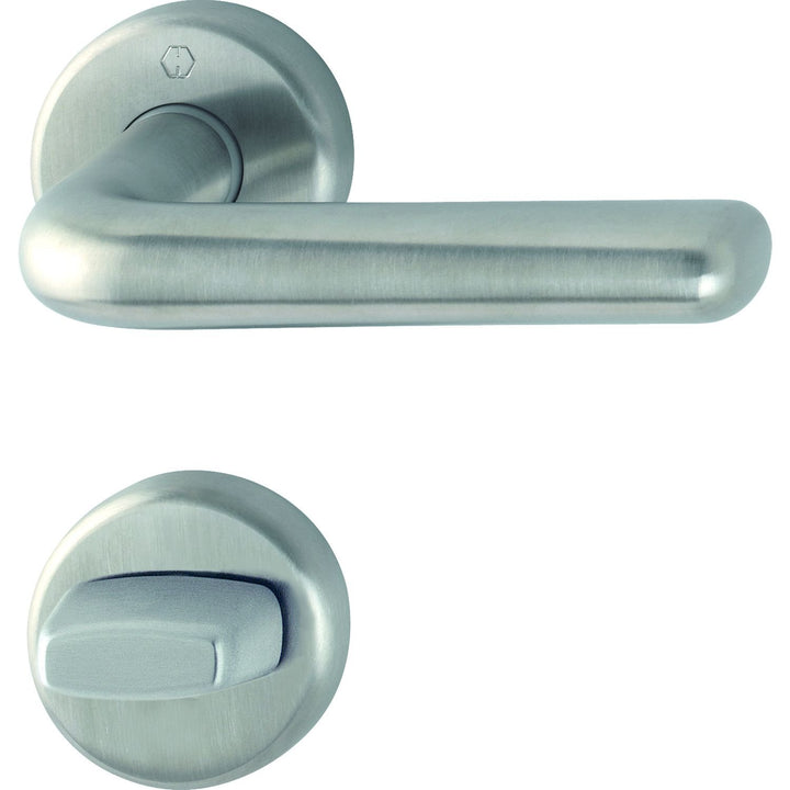HOPPE 3075227 Drückergarnitur Helsingborg mit Rosetten WC, Edelstahl matt, WC