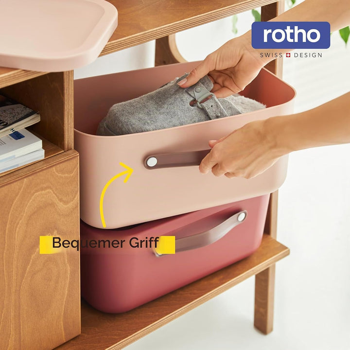 Rotho Maloja Aufbewahrungsbox mit Deckel 25l | Elegante Box mit Griff | sicher verschliessbar | stap