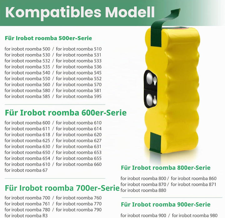 14.4V 4.5Ah Ersatzakku für irobot roomba Akku 4500mAh NI-MH R3 500 600 700 800 Serie Staubsaugerbatt