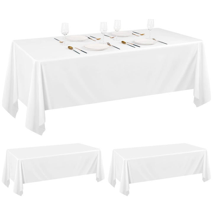 2er-Pack weisse Polyester-Tischdecken 153×260 cm für 6 Fuss rechteckige Tische Polyester-Tischdecke,