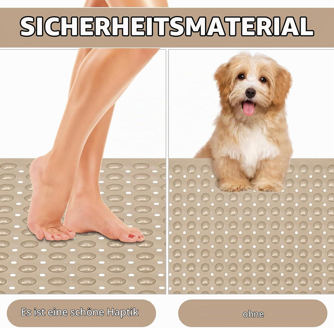 Gross Duschmatte rutschfest 60x90cm: Weich TPE Duscheinlage mit Ablauflöchern und Saugnäpfen - Antir