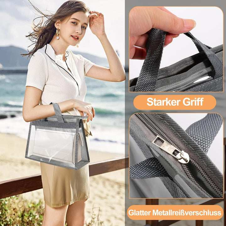2 Stück Staubbeutel für Handtaschen, Staubschutzbeutel mit Reissverschluss und Griff, Transparente H