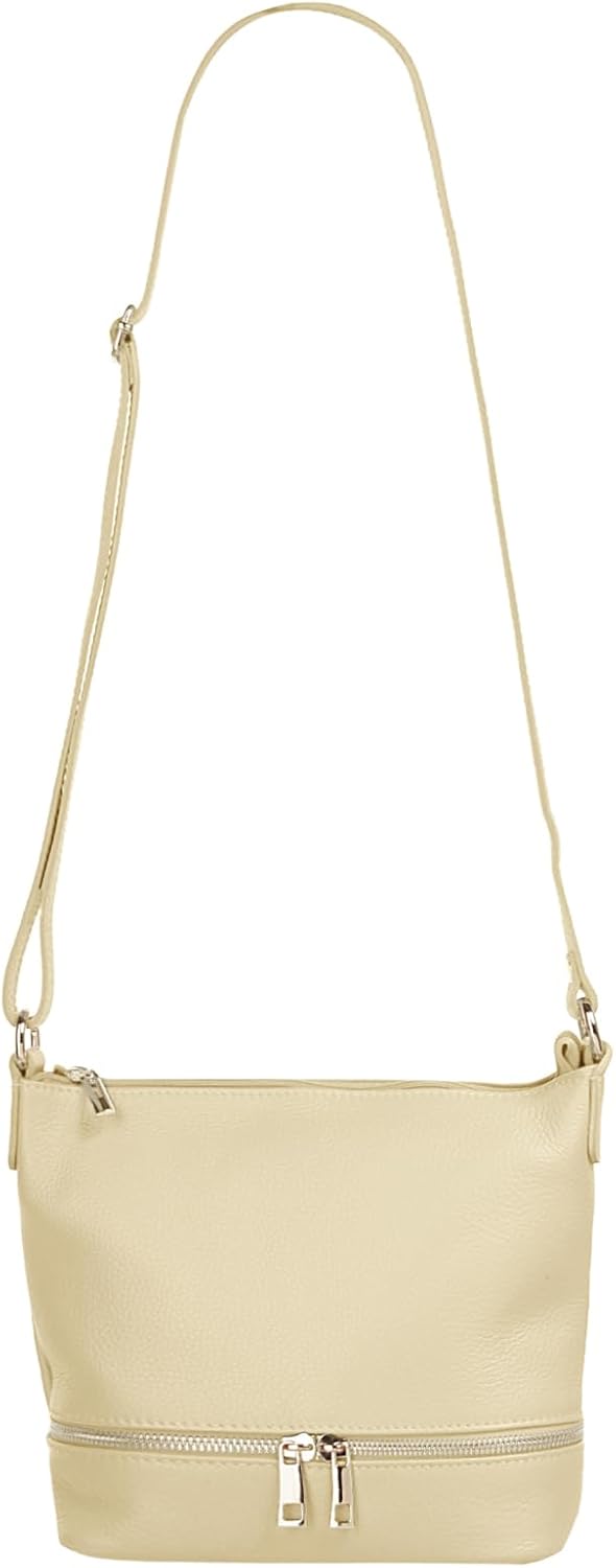 Cluty Umhängetasche echt Leder Damen - 020960 Beige, Beige