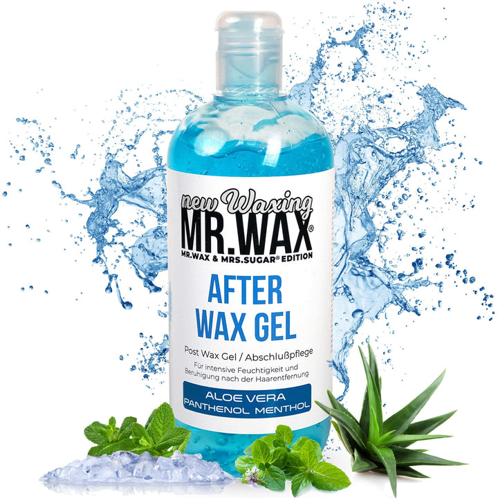 Mr. Wax After Wax Gel Aloe Vera, Panthenol, Menthol, Feuchtigkeits Abschlusspflege Blau, 500ml (Nach