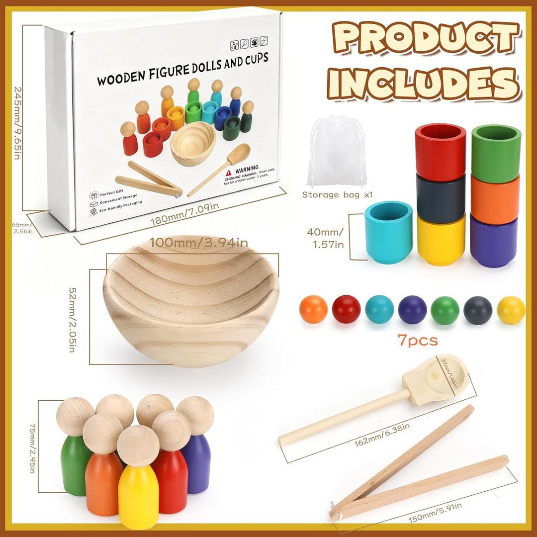 Regenbogen Bälle in Tassen Farbsortierspiel Montessori Spielzeug ab 2 3 Jahre, Montessori Farben Sor