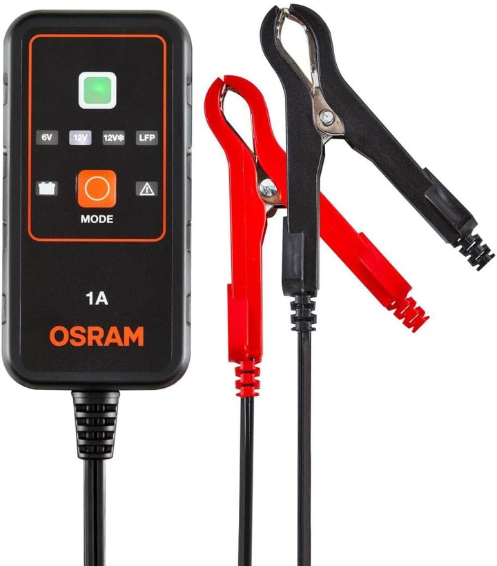 OSRAM BATTERYcharge 901, KFZ-Batteriewartungsgerät 6V & 12V, mobiles Batterieladegerät für Motorräde