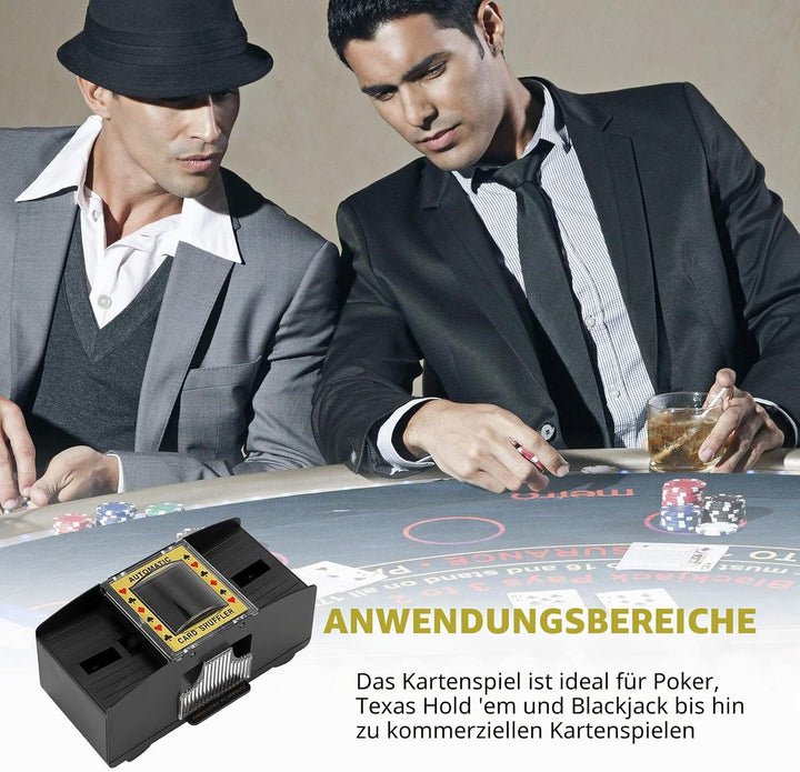 Kartenmischmaschine Elektrische, Mischmaschine Karten für 2 Kartensätze, Automatischer Kartenmischer
