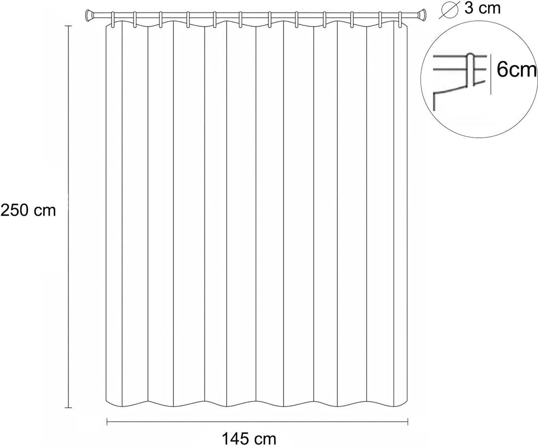 Vorhang mit Schlaufen Klettverschluss 1 Stück 250 H x 145 B cm Blickdichte Gardinen Fensterdekoratio