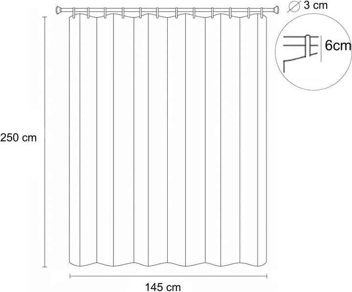 Vorhang mit Schlaufen Klettverschluss 1 Stück 250 H x 145 B cm Blickdichte Gardinen Fensterdekoratio