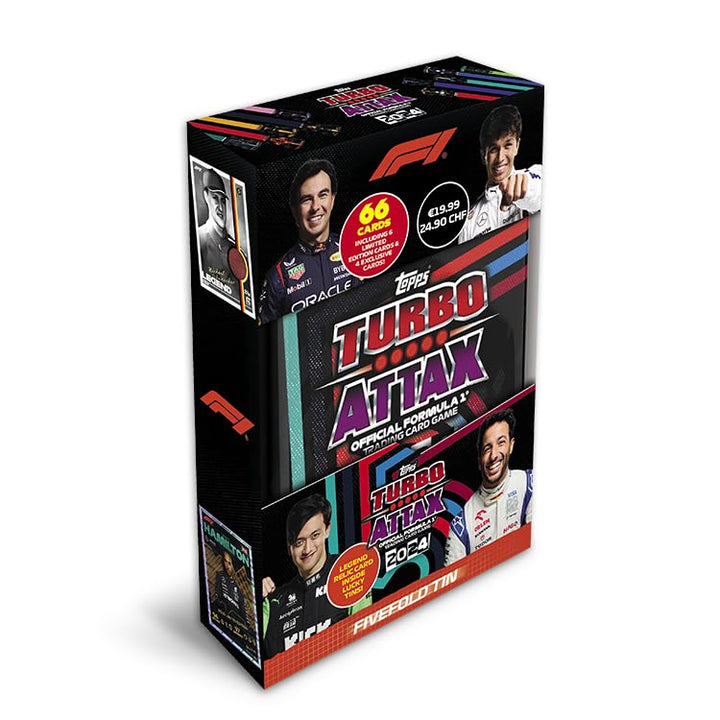 Topps Turbo Attax Formula 1 2024 - Mega Tin - Five Fold - enthält 66 Turbo Attax-Karten, darunter ei