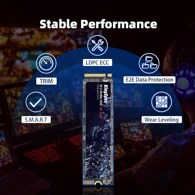 KingSpec SSD 256GB, M.2 NVMe Gen3x4 SSD 2280 - Bis zu 2400MB/s, Internes Solid State Drive mit 3D NA