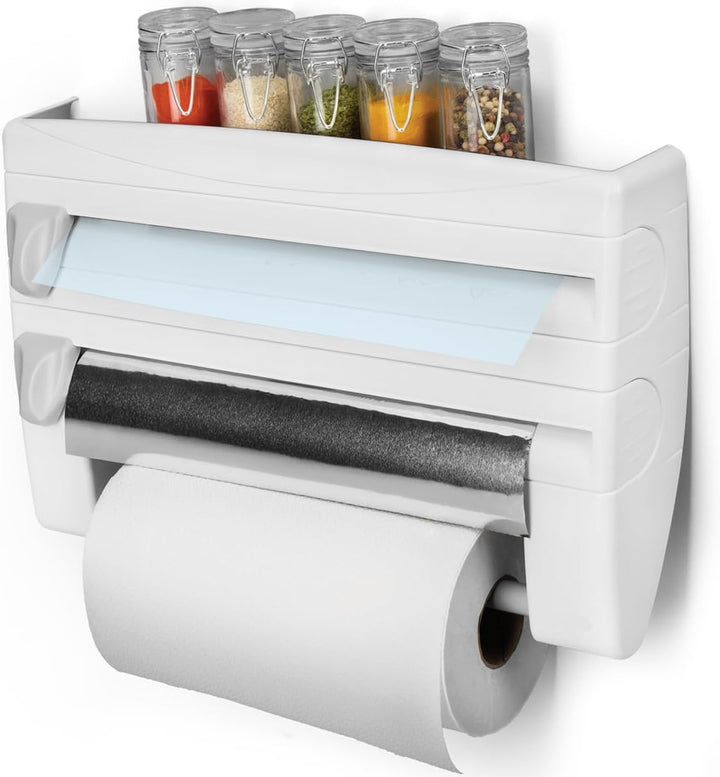 Metaltex 254410 Roll-n-Roll 4-in-1 Küchenrollenhalter, Weiss , 39 x 10 x 25 cm.