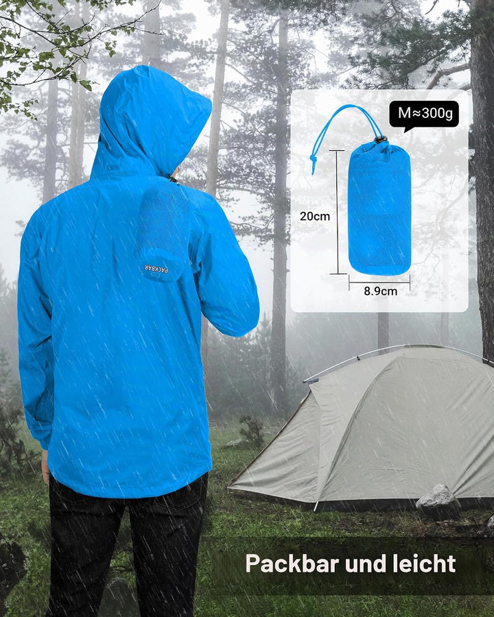 Outdoor Ventures Regenjacke Herren Wasserdicht Ultraleichte Dünne Faltbare Regenmantel Atmungsaktiv