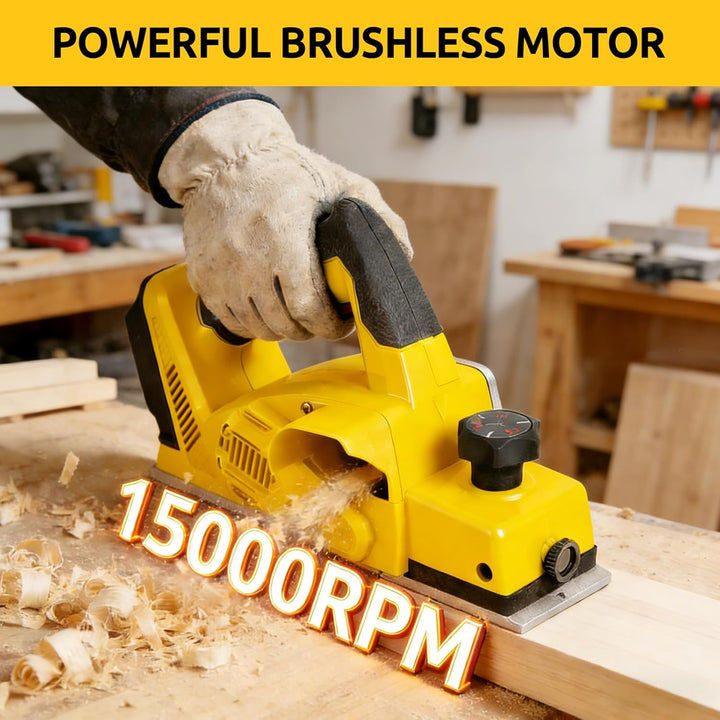 Kabelloser Elektrohobel mit Bürstenlosem Motor, kompatibel mit DeWalt 20V Akkus, 82mm Hobelbreite, 0