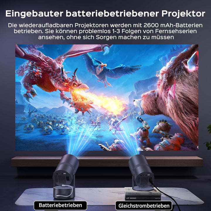 Mentech X3 Mini Beamer 4K Heimkino, Mini Projektor, Beamer WiFi6 und BT5.2 mit Android OS, Auto Trap