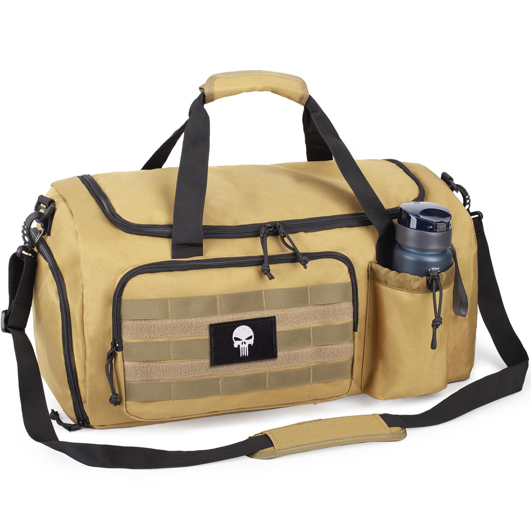 Taktische Sporttasche für Herren, 40L grosse Reisetasche mit Schuhfach, Sporttasche mit Nassfach, Mu