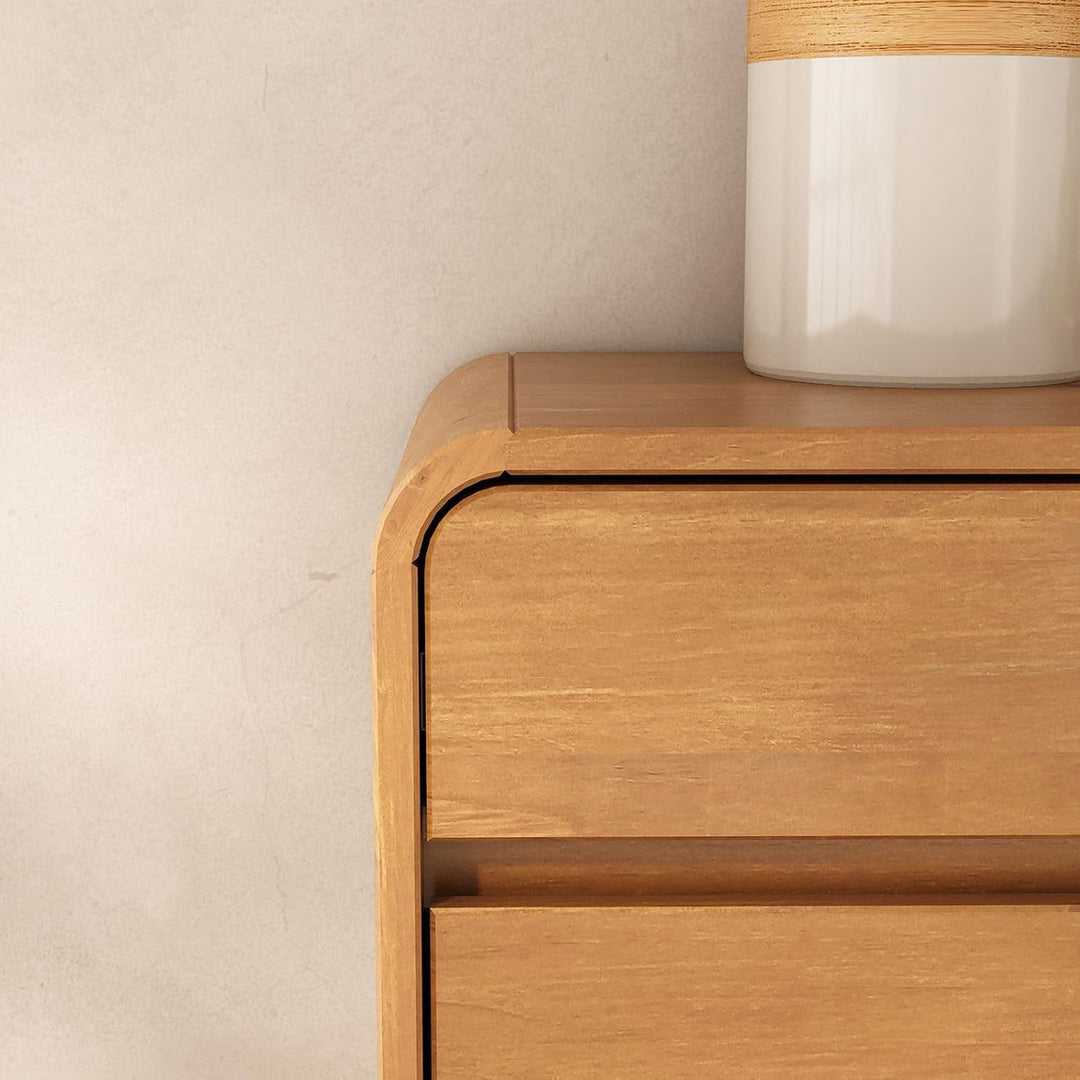 Schuhkipper NAEL mit 2 Klappen und Schublade, Eiche farben – schmaler Schuhschrank aus massivem Kief