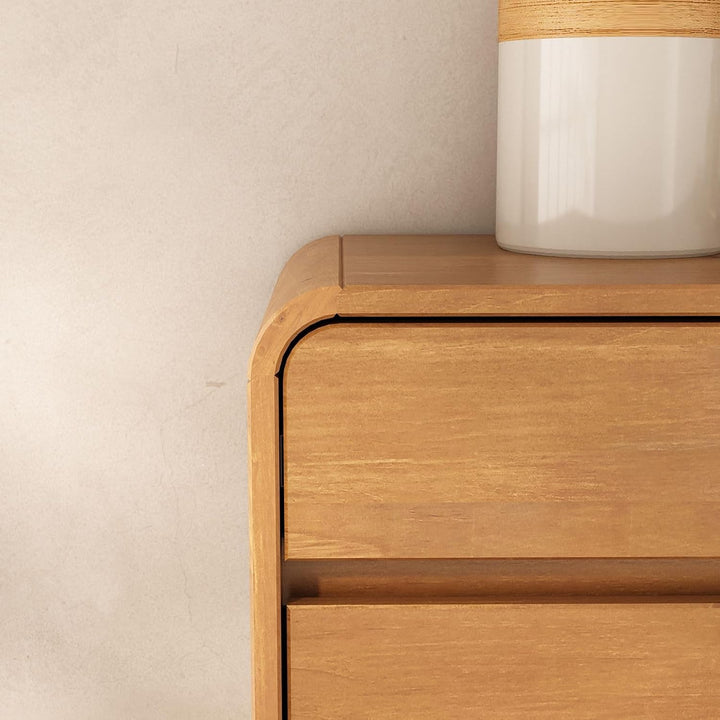 Schuhkipper NAEL mit 2 Klappen und Schublade, Eiche farben – schmaler Schuhschrank aus massivem Kief