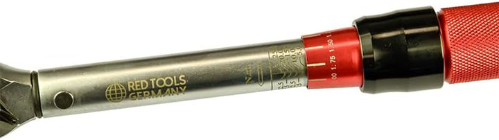 Red Tools Drehmomentschlüssel mit Zubehör - 5-25 Nm 1/4 Zoll Antrieb - Radmutternschlüssel für Auto,